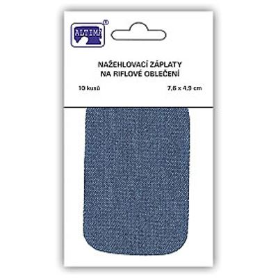 Riflové nažehľovacie záplaty stredne modré, 7,6x4,9 cm, 10ks
