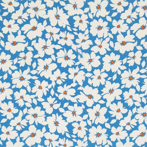 Šatovka N6238 nebesky modrá, biele kvety, š.140