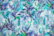 Bavlna modro-fialová, květy a listy, š.135