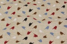 Bavlnené plátno režné, farební vtáčiky, š.140