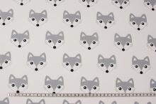 Bavlna bílá, šedé lišky, š.160