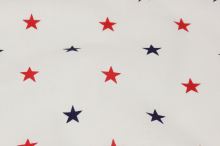 Bavlna bílá, červené a modré hvězdičky, š.160