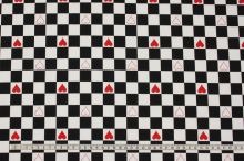 Úplet čierno biele kocky, červené srdiečka, š.150