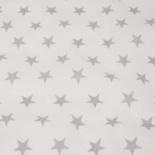 Bavlna bílá, šedé hvězdy, š.160
