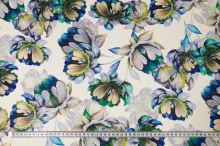 Úplet biely 19901, béžovo-modré kvety, š.160