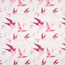 Úplet 21772 biely, ružové vtáky, š.145