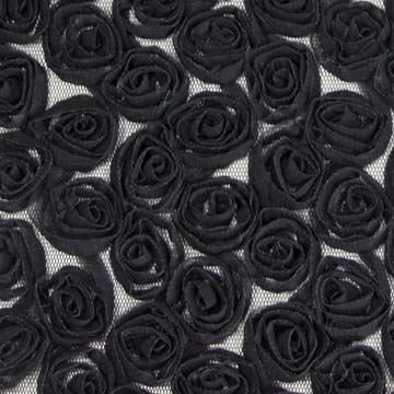 Tyl černé květy š.130