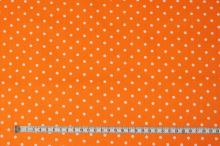 Bavlna oranžová, bílý puntík, š.140