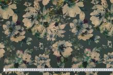 Kabátovina úpletová GLASGOW zelená, květinový vzor, š.145