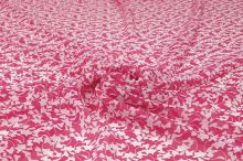 Šifon růžový, bílý vzor š.145
