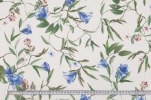 Šifón biely, modré kvety, š.145