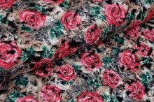 Kabátovina N6394, malinové ruže, š.145