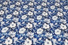 Úplet NELLY modrý, bílé květy, š.150