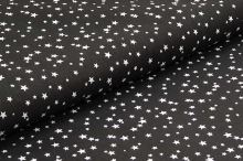 Bavlnené plátno čiernej, bielej hviezdičky, š.140