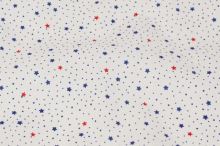 Bavlna bílá, modré a červené hvězdičky, š.160