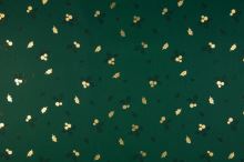 Vánoční popelín zelený, zlatý vzor, š.145