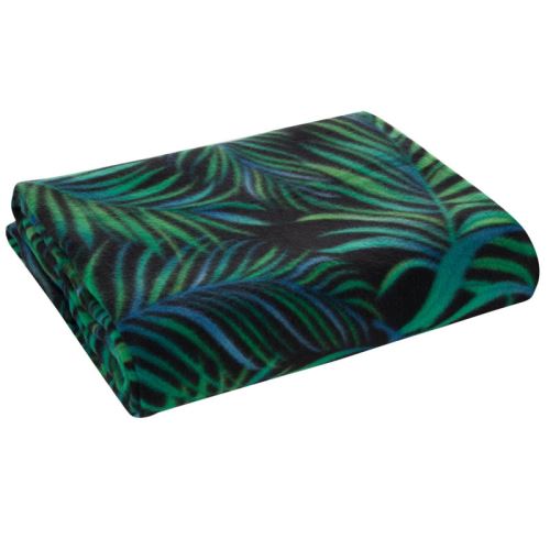 Deka PALMS čierna, modro-zelené palmové listy 150 x 200cm