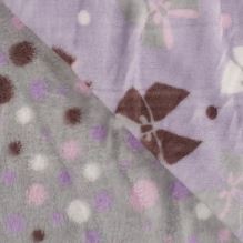 Oboustranný Cuddle Fleece lila, mašličky a puntíky, š.145 (1)