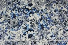 Šatovka bílo-modrá, květovaný vzor, š.140