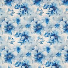 Úplet NELLY bílý, modré květy, š.150