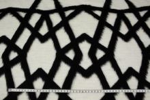 Kabátovina biela, čierny kožušinový vzor, š.150
