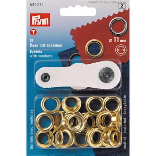 Priechodka Prym s podložkou mosadzná, 11 mm, 15ks