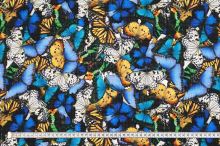 Šatovka N5855 krep, modro-žlutí motýli, š.140