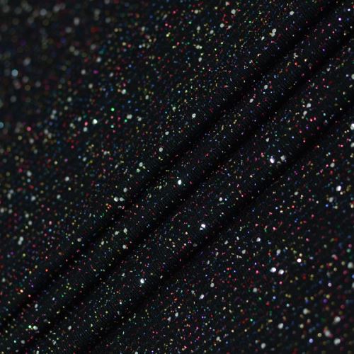 Úplet N7153 černý, barevný lurex, stříbrné glitry, š.155