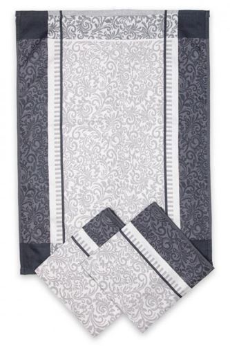 Utěrky bavlněné žakárové, šedé, ornamenty, 50x70cm, 3ks