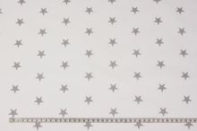 Bavlnené plátno biele, sivé hviezdy, š.160
