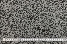 Bavlnené plátno P0458 šedé, čierny drobný kvetinový vzor, š.140