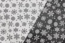 Vánoční dekorační látka bílá, šedé vločky, š.280