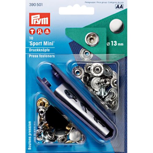 Druky Prym Sport Mini strieborné, cvoček 13 mm, 10ks