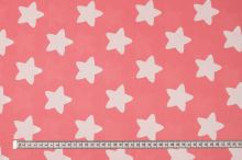 Bavlnené plátno ružové, biele hviezdy, š.140