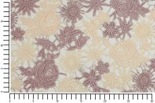 Krajka krémovo-mauve květy, š.120 (4)