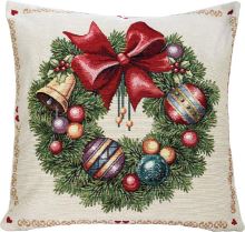 Dekorační polštář vánoční věnec, 45x45 cm