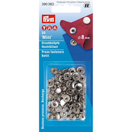 Cvoky Prym Mini 390363 strieborné, cvoček 8 mm, 20ks