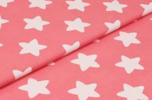 Bavlněné plátno růžové, bílé hvězdy, š.140