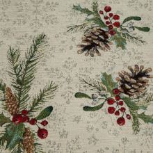 Gobelínový behúň s ženilkovou niťou - vianočný motív so šiškami, 45 x 140 cm
