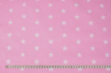 Bavlnené plátno ružové, biele hviezdy, š.160