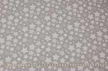 Bavlnené plátno šedé, rôzne biele hviezdy, š.160