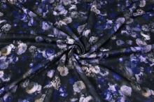 Úplet tmavě modrý, květinový vzor š.150