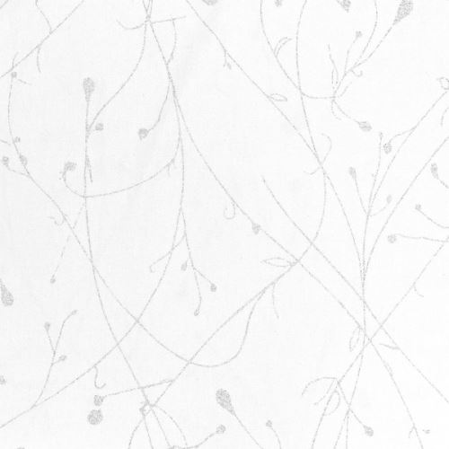 Dekorační látka bílá, stříbrný vzor, š.140