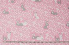 Bavlnené plátno ružové, šedobiely zajačik, š.160