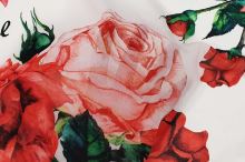 Šifon N5895 LOVE, červené růže, š.145