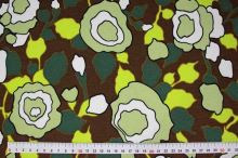 Úplet hnedý, zelenobiely kvetinový vzor, š.135