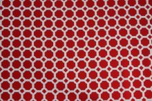 Šatovka červenobílá, kruhy a čtverce š.150