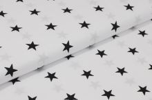 Bavlnené plátno biele, čierne hviezdy, š.160