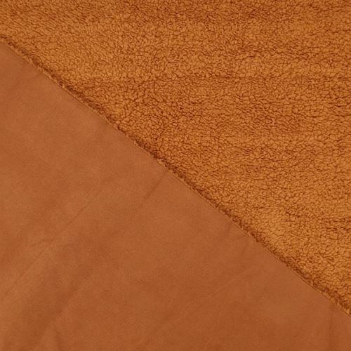 Kabátovina imitace usně camel s beránkem, š.150