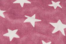 Fleece medvídek růžový, bílé hvězdičky, š.140